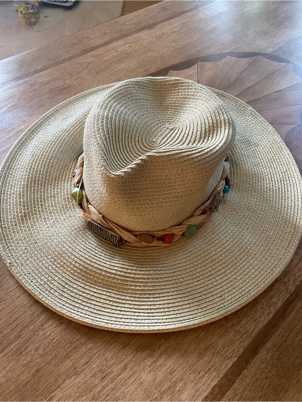 Capelli Embellished Bejeweled Sun Straw Hat Size M